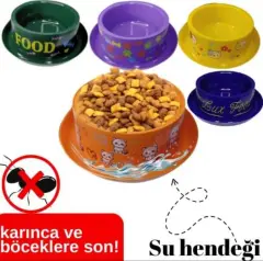 OLC Desenli Lüx Kedi Mama Kabı Büyük (Karınca Önleyici)