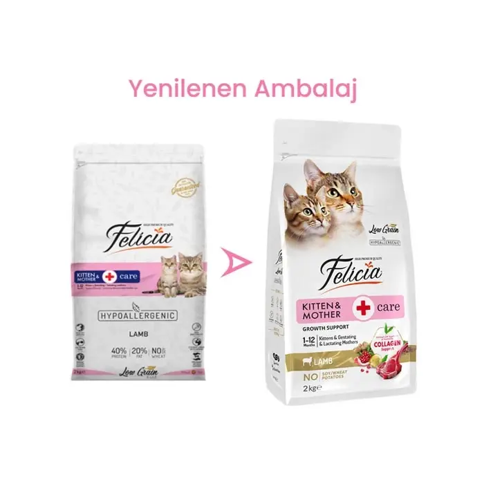 Felicia Az Tahıllı Kuzu Etli Yavru HypoAllergenic Kedi Maması 2 Kg