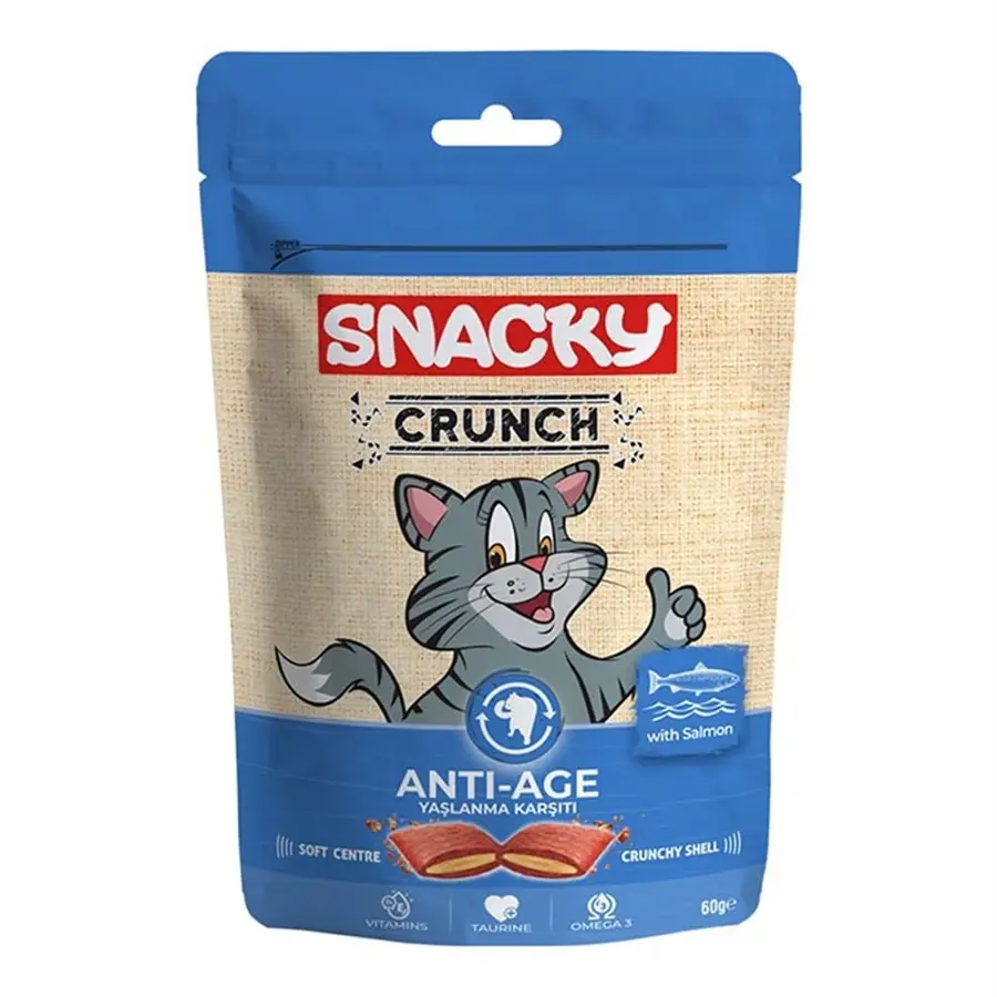 Snacky Crunch Anti-Age Somon Balıklı Kedi Ödül Maması 60g