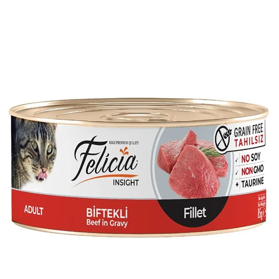 Felicia Tahılsız Gravy Biftek Fileto Yetişkin Kedi Konservesi 85 gr