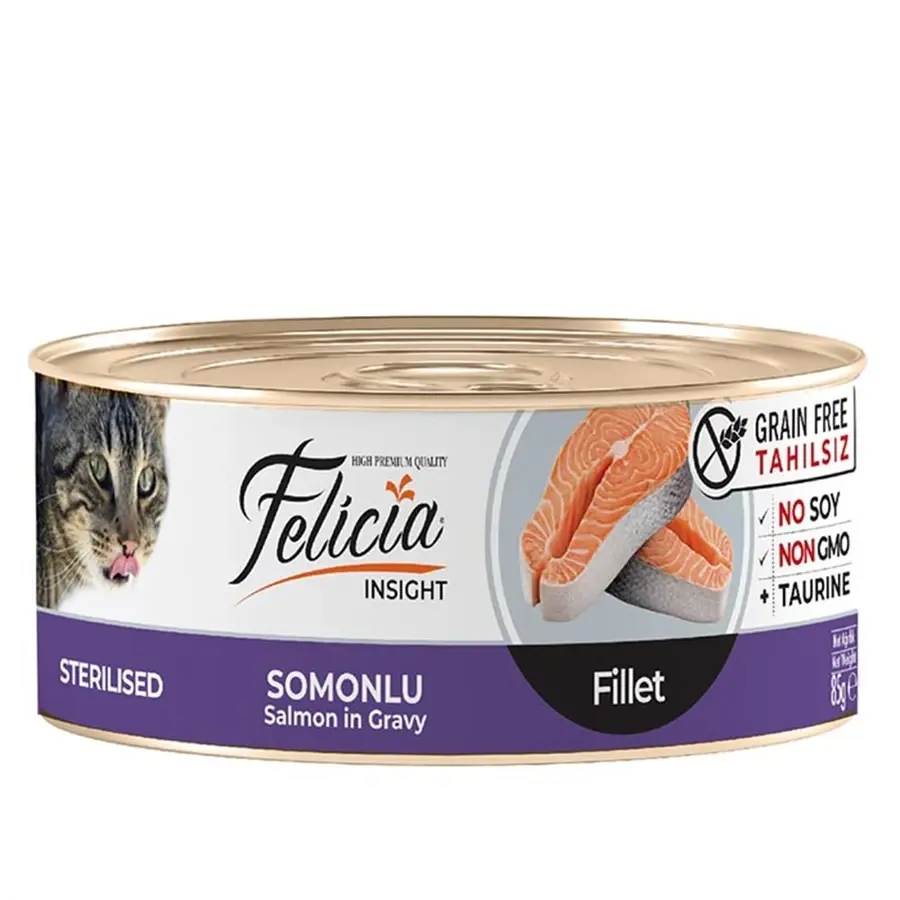 Felicia Tahılsız Gravy Somon Fileto Kısırlaştırılmış Kedi Konservesi 85 gr