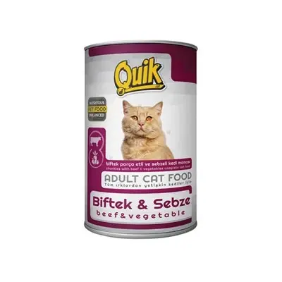 Quik Parça Etli Biftek ve Sebzeli Yetişkin Kedi Konservesi 415 Gr