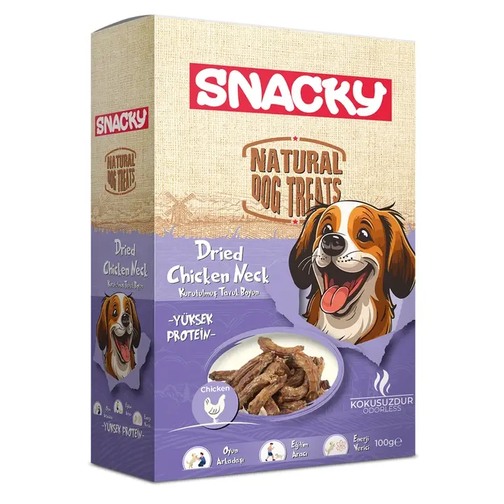 Snacky Kurutulmuş Tavuk Boyun Köpek Ödülü 100 Gr