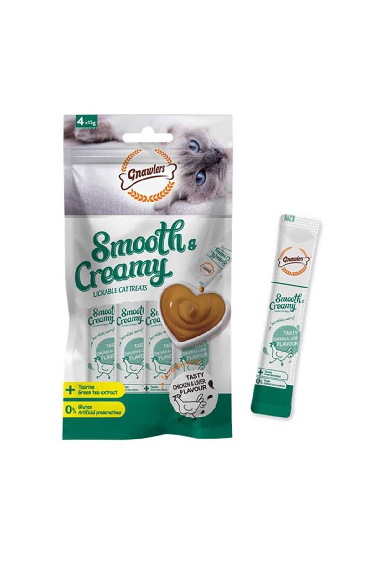 Gnawlers Tavuklu ve Ciğerli Krema Kedi Ödül Maması 4x15gr