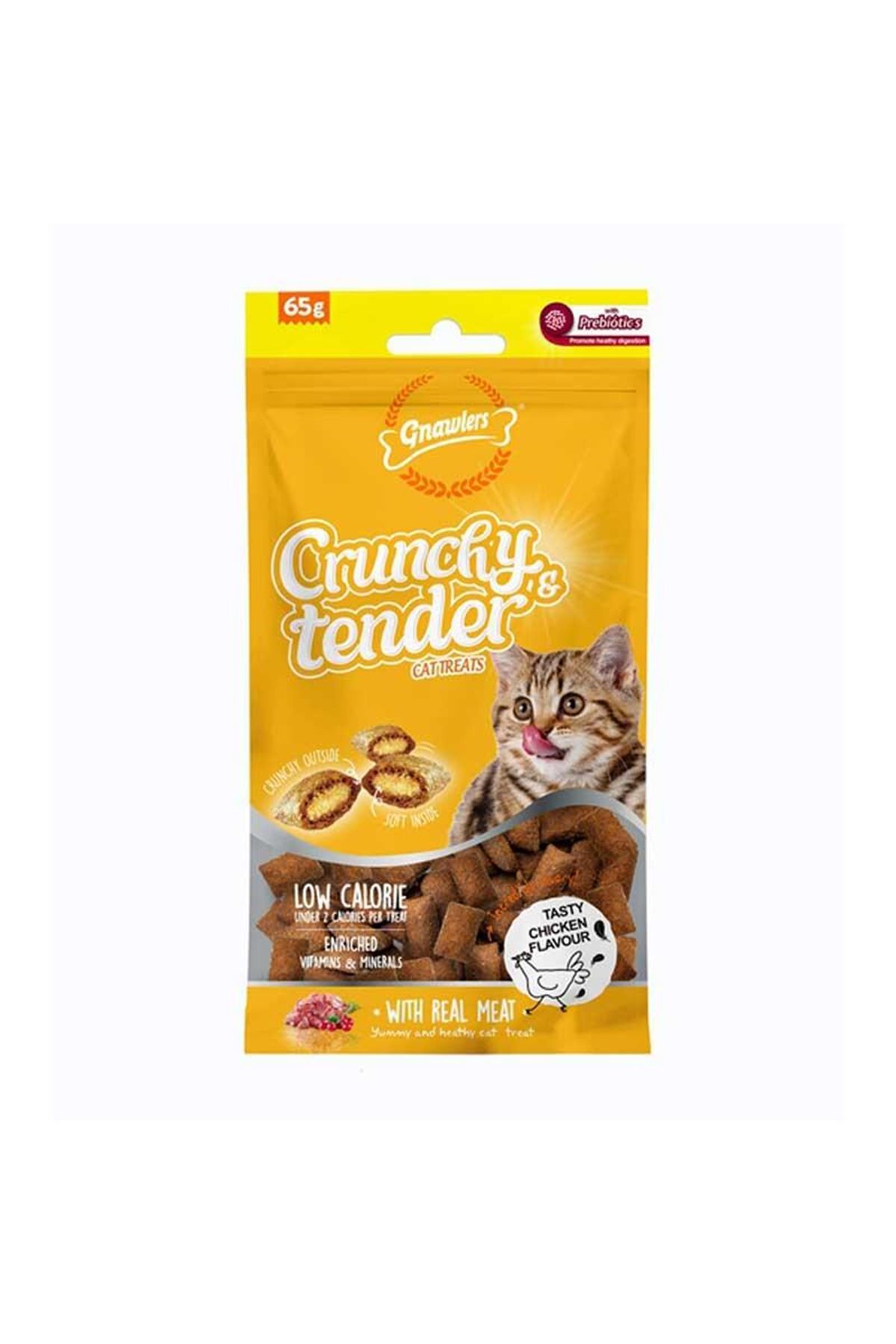 Gnawlers Crunchy Tavuklu Prebiotik Destekli Kedi Ödül Maması 65gr