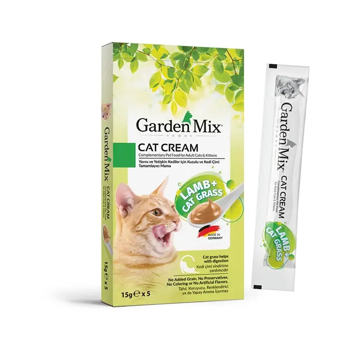 Garden Mix Kedi Çimi ve Kuzulu Krema Kedi Ödül Maması 5x15gr