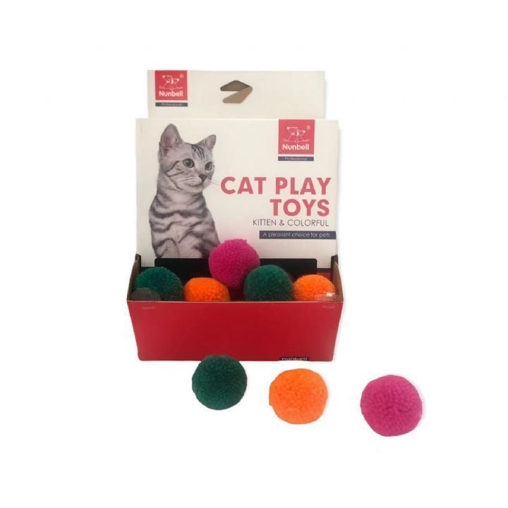 Nunbell Kedi Oyun Topu Tüylü Renkli Toplar