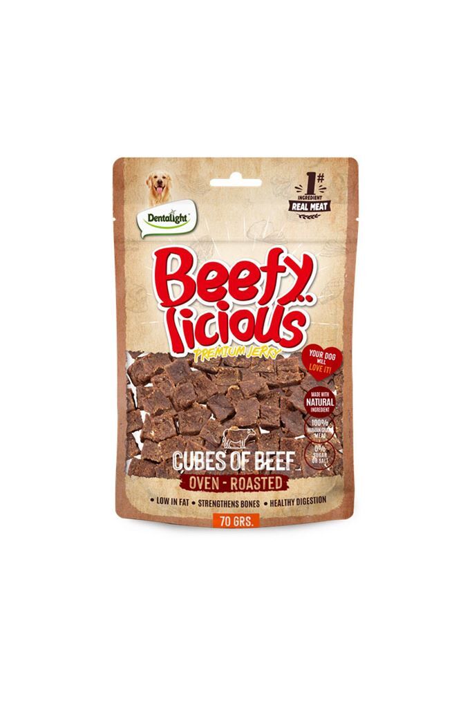 DENTALIGHT BEEFY CUBES OF BEEF 70G