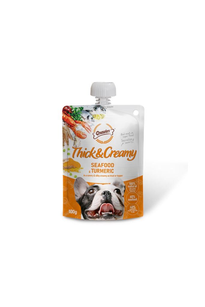 GNAWLERS THICK CREAMY DOG SEAFOOD TURMERIC 100G
