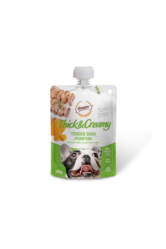 GNAWLERS THICK CREAMY DOG TENDER DUCK PUMPKIN 100G