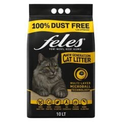Feles %100 Tozsuz Aktif Karbonlu Topaklanan Kedi Kumu 10 Lt