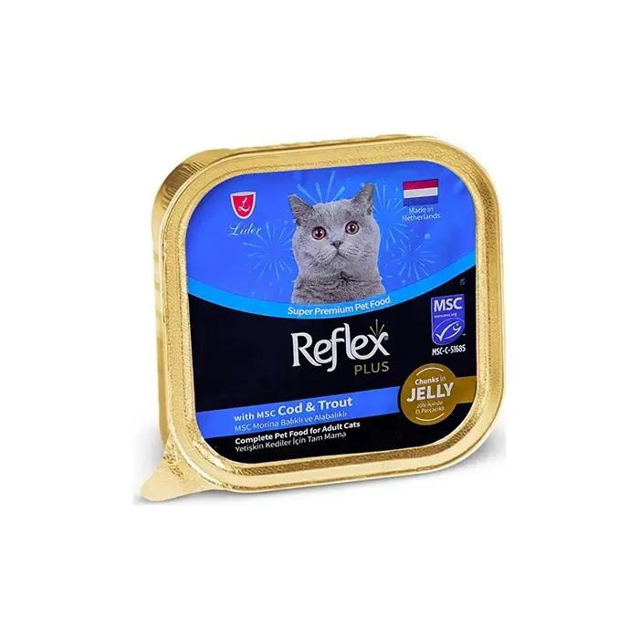 Reflex Plus Jelly Morina Balıklı ve Alabalıklı Et Parçacıklı Kedi Yaş Maması 85gr