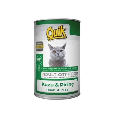 Quik Parça Etli Kuzu ve Pirinçli Yetişkin Kedi Konservesi 415 Gr
