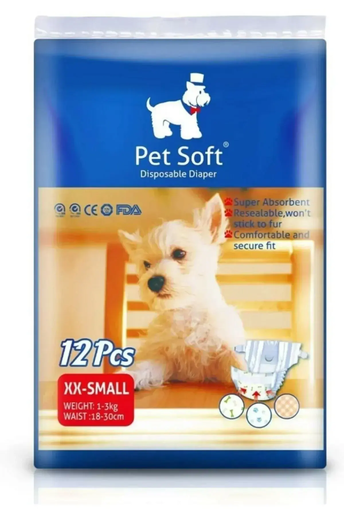 Petsoft Köpek Tuvalet Bezi Kedi Tuvalet Bezi Çiş Bezi Xx-small 12 Adet