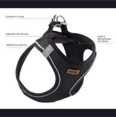 AlfDog Airmesh Göğüs Tasması XS (SİYAH)