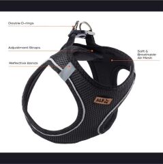 AlfDog Airmesh Göğüs Tasması 3XS (SİYAH)