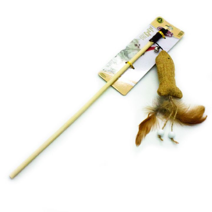 *203037-CATLİFE KEDİLER İÇİN NATUREL TÜYLÜ BALIK ZİLLİ OLTA