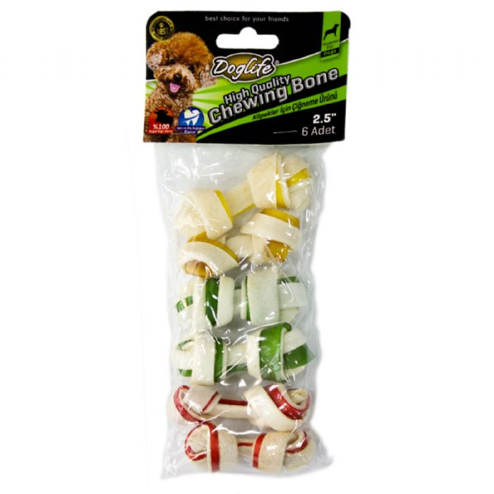 203390-Doglife Düğüm Kemik Renkli 8 Gr. 6'Lı