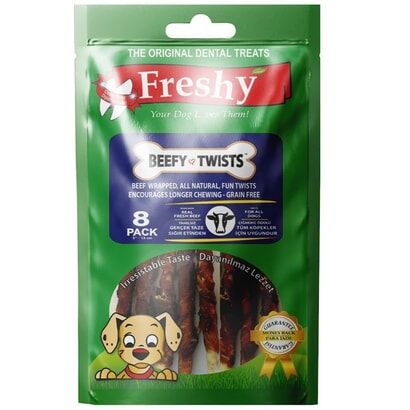 Freshy Beefy Twists Sığır Etli Burgu Çubuk Köpek Ödülü 75 gr 8 Adet