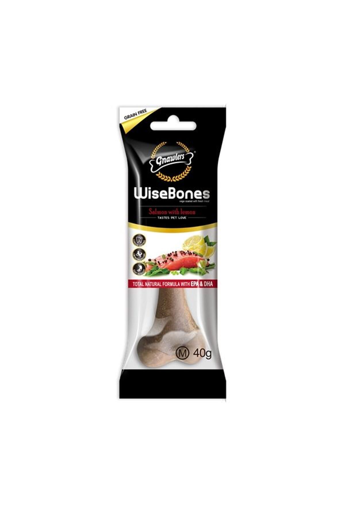 Gnawlers Wise Bone Somonlu ve Limon Aromalı Köpek Ödül Kemiği 40gr [M]